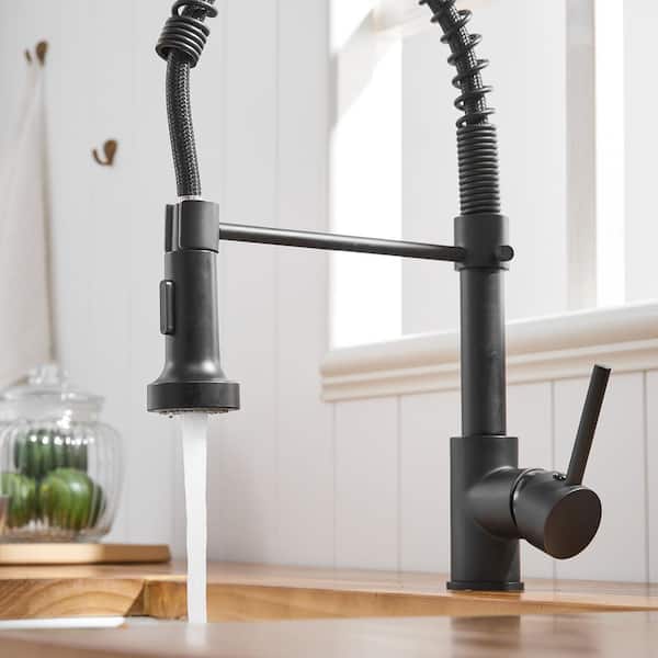 Stainless Steel Faucet Single-Handle Faucet Pull-Down Sprayer Kitchen Faucet Black