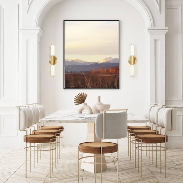 Palmera 1 4.92 in. W x 17.08 in. H 2-Light Brushed Gold Integrated LED Bathroom Vanity Light with Etched Glass Shades