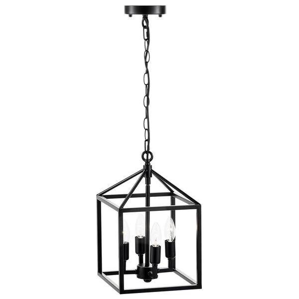 9.5 in. 4-Light Black Caged Chandelier