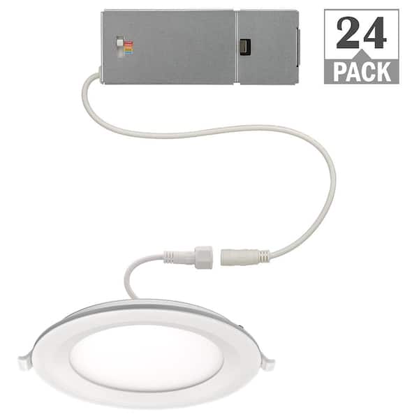 6 in. Canless Adjustable CCT Integrated LED Recessed Light Trim Night Light 900lms New Construction Remodel (24-Pack)