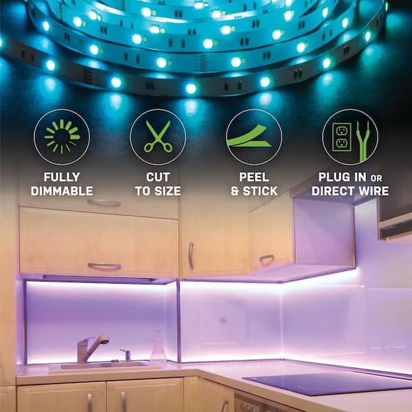 16 ft. LED White and RGB Tape Light Kit- Under Cabinet Light