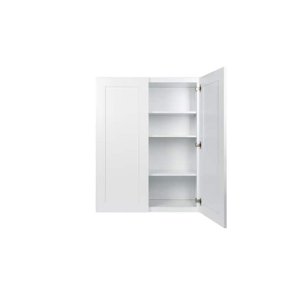 Ready to Assemble 27x30x12 in. Shaker Double Door Wall Cabinet with 2-Shelf in White