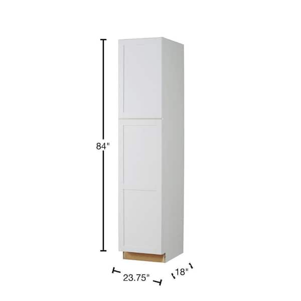 Westfield Feather White Shaker Stock Assembled Pantry Cabinet (18 in. W x 23.75 in. D x 84 in. H)