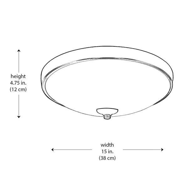 15 in. Brushed Nickel Integrated LED Flush Mount Ceiling Light Fixture with Frosted Glass Shade