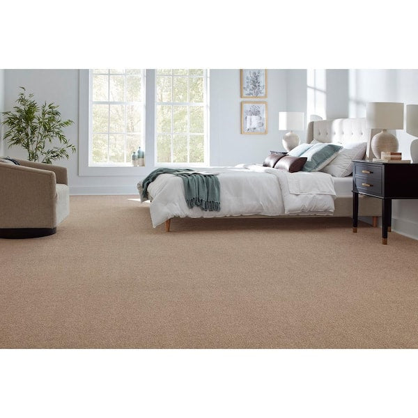 Still in Love I Friendship Beige 39 oz. Blend Texture Installed Carpet