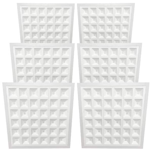 Designer Troffers Pixel Square Series 2 ft.x 2 ft. 5000 Lumens Integrated LED Flat Panel Light at 40-Watt 4000K (6-Pack)