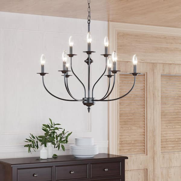 Boise 9-Light Black Candle Style Classic/Traditional Chandelier