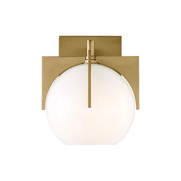 Abbott 4.5 in. Burnished Brass Sconce with Round Milk Glass Shade