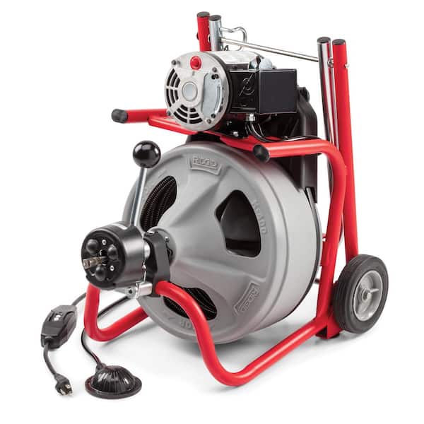 K-400 AutoFeed Drain Cleaning Snake Auger 120-Volt Drum Machine and C-32IW 3/8 in. x 75 ft. Cable + Tool Set & Gloves