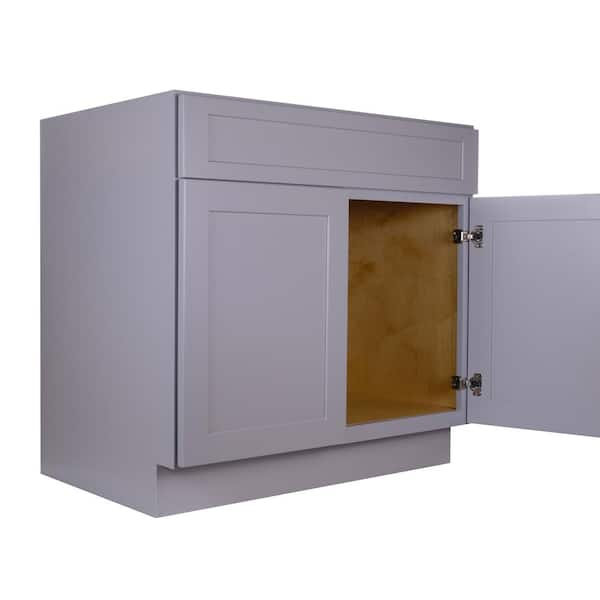 Bremen 42 in. W x 24 in. D x 34.5 in. H Gray Plywood Assembled Sink Base Kitchen Cabinet with Soft Close
