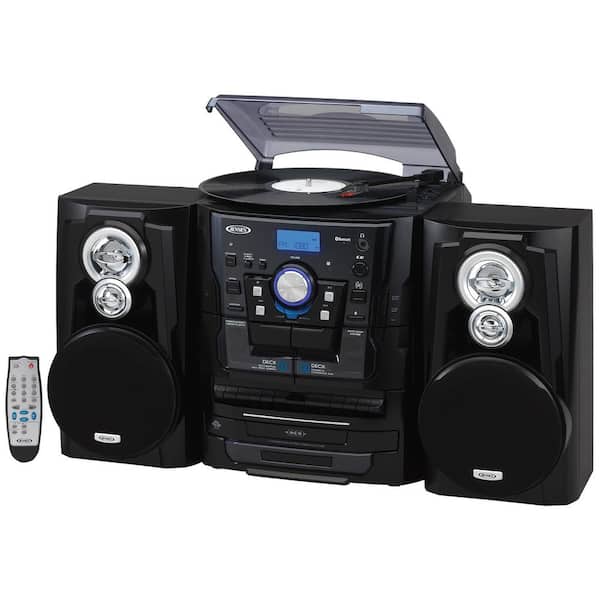 Bluetooth 3-Speed Stereo Turntable Music System with 3CD Changer and Dual Cassette Deck