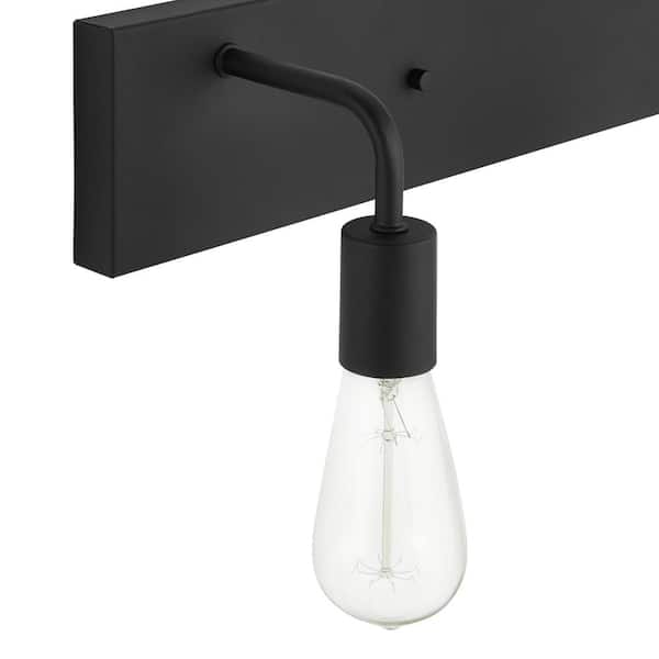Northvale 24 in. 3-Light Matte Black Industrial Bathroom Vanity Light