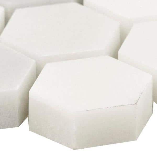 Greecian White Hexagon 12 in. x 12 in. x 10mm Honed Marble Mesh-Mounted Mosaic Tile (8.9 sq. ft. / case)