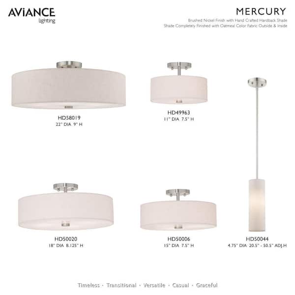 Mercury 1 Light Brushed Nickel Mini Pendant