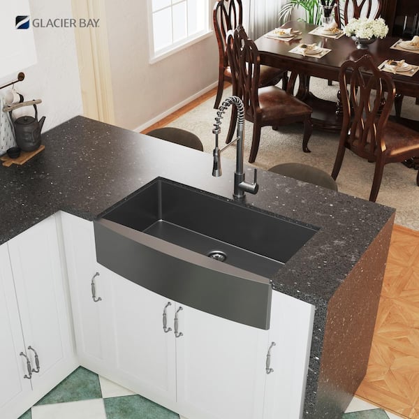 Gunmetal Black Stainless Steel 36 in. 18-Gauge Single Bowl Farmhouse Apron Kitchen Sink