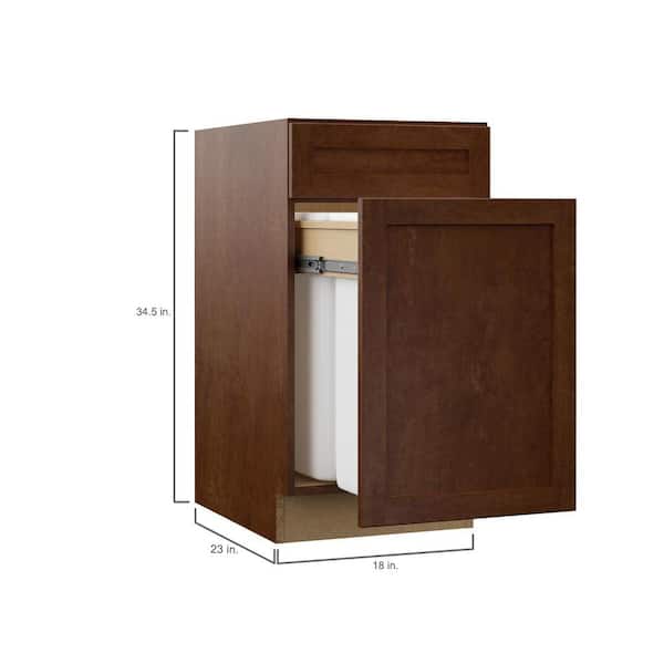 Designer Series Soleste Assembled 18x34.5x23.75 in. Dual Pull Out Trash Can Base Kitchen Cabinet in Spice