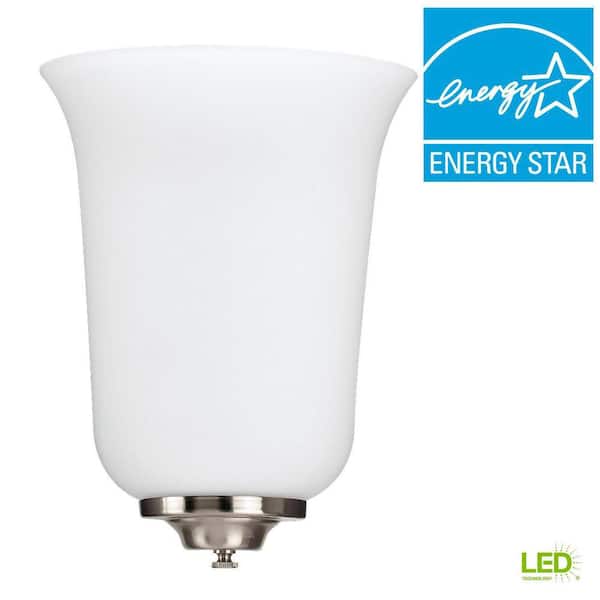 ADA Wall Sconces 1-Light Brushed Nickel Sconce with LED Bulb