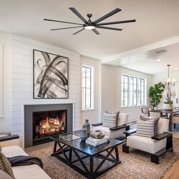 75 in. Integrated LED 8-Blade Matte Black Ceiling Fan with Light and Remote Control
