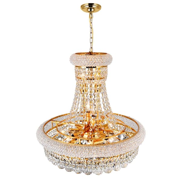 Empire 14 Light Down Chandelier With Gold Finish