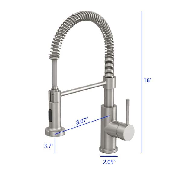 Cartway Single-Handle Spring Non Pull-Down Sprayer Kitchen Faucet in Brush Nickel