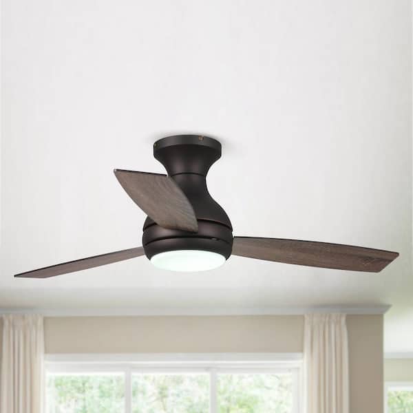 Beckette 48 in. Oil Rubbed Bronze Flush Mount Integrated LED Ceiling Fan with Light and Remote Control