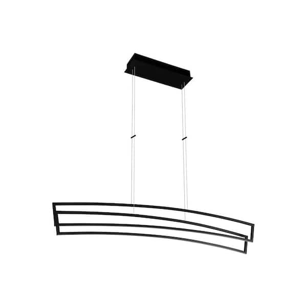 Sirius 46 in. 74-Watt Black ETL Certified Integrated LED Linear Chandelier Height Adjustable Hanging Pendant Light