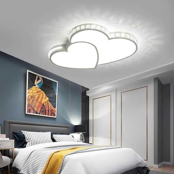 20 in. 1-Light White Integrated LED Flush Mount Heart Shape Design Ceiling Light