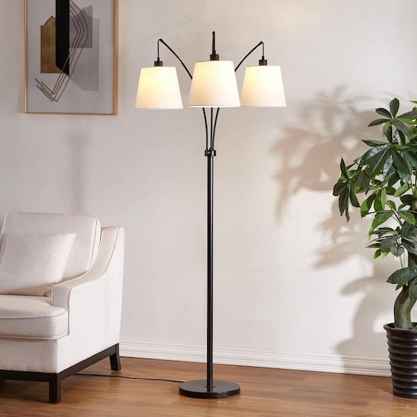 Eustis 71 in. Black Tree Floor Lamp with 3-Shade