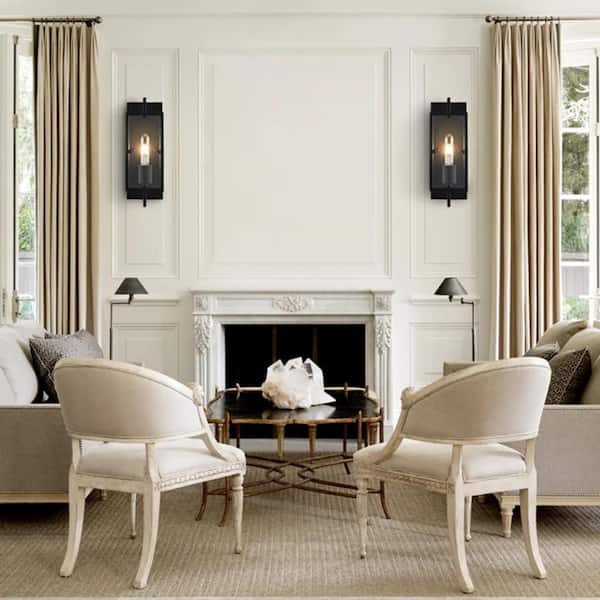 5 in. Matte Black Sconce with Clear Tempered Glass Shade