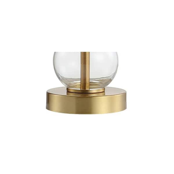 February 21 in. Clear/Brass Gold Glass/Metal LED Table Lamp