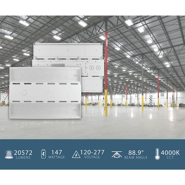 HML1 1 ft. 700-Watt Equivalent Integrated LED White Slim High Bay Light with Sensor Socket 4000K