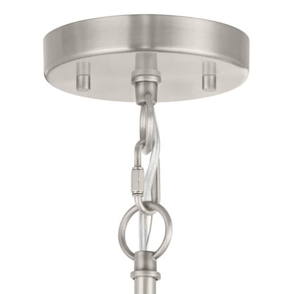 Loveland 8-Light Brushed Nickel Wagon Wheel Chandelier Light Fixture with Clear Glass Shades
