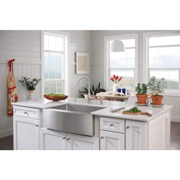 Noell Single-Handle Standard Kitchen Faucet with Side Sprayer in Spot Resist Stainless