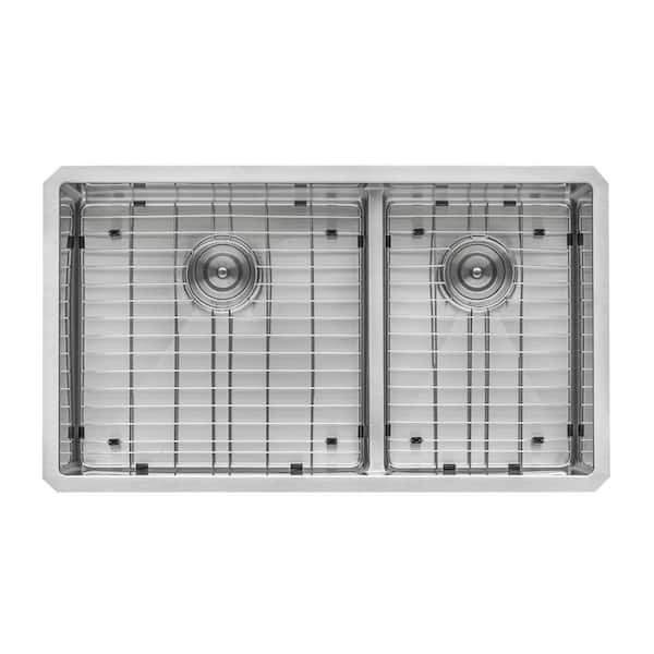 33 in. Low-Divide Double Bowl 60/40 Undermount Tight Radius 16-Gauge Stainless Steel Kitchen Sink