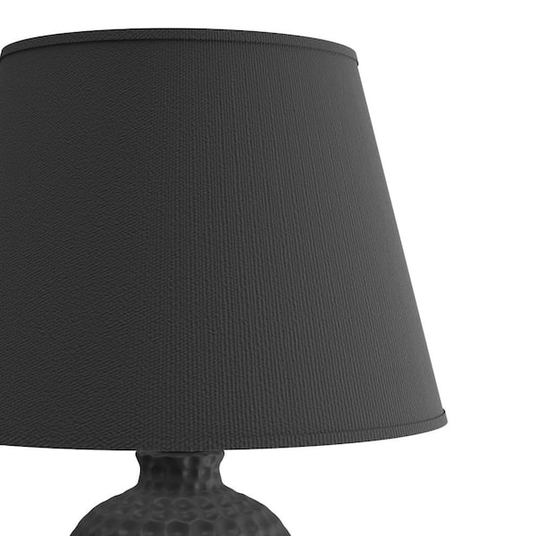 19.5 in. Black Textured Stucco Curvy Ceramic Table Lamp