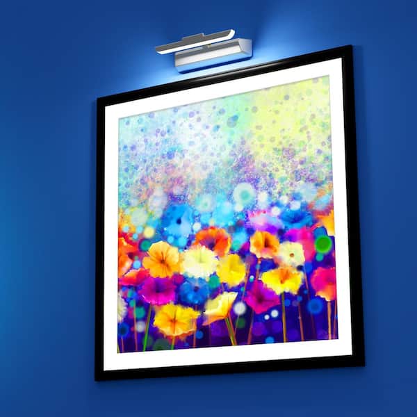 Satin Nickel 16 in. LED Swivel Picture Light with Remote Control