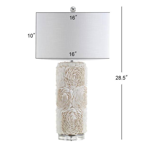 Rosette 28.5 in. Cream Seashell/Resin/Crystal LED Table Lamp