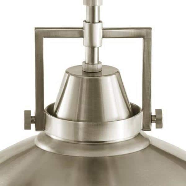 Wilhelm 12 in. 1-Light Brushed Steel Industrial Farmhouse Semi-Flush Mount Ceiling Light Fixture with Metal Shade