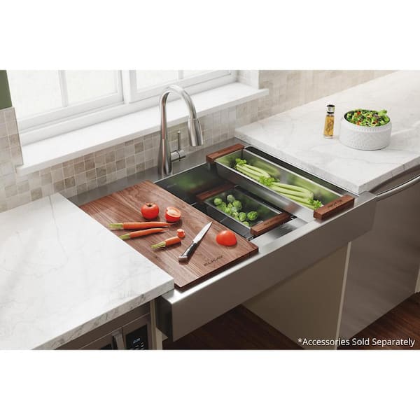 Dart Canyon Stainless Steel 36 in. Single Bowl Farmhouse Apron Kitchen Sink with Workstation ADA