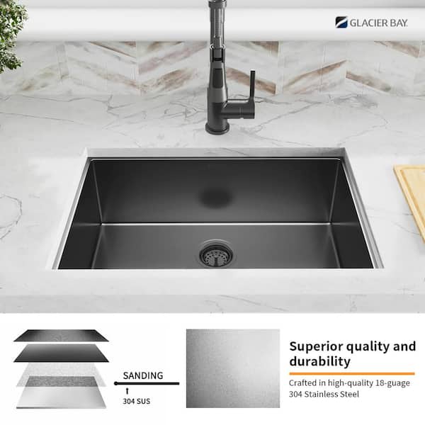 Gunmetal Black Stainless Steel 31 in. 18-Gauge Single Bowl Undermount Kitchen Sink