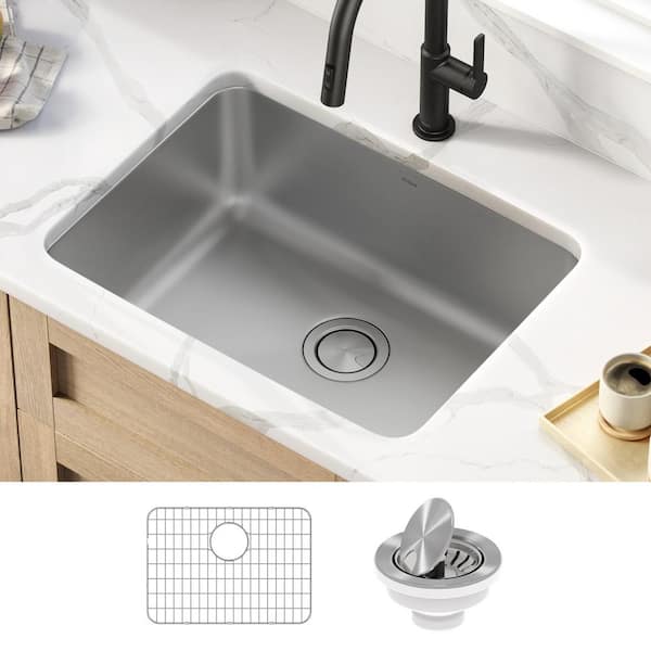 Dex 16-Gauge Stainless Steel 24.75 in. Single Bowl Undermount Kitchen Sink