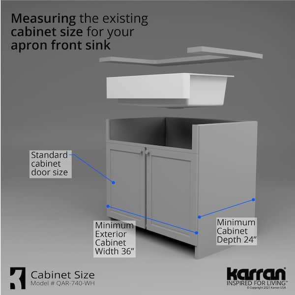 QAR-740 Quartz/Granite 34 in. Single Bowl Retrofit Farmhouse/Apron Front Kitchen Sink in White with Grid and Strainer