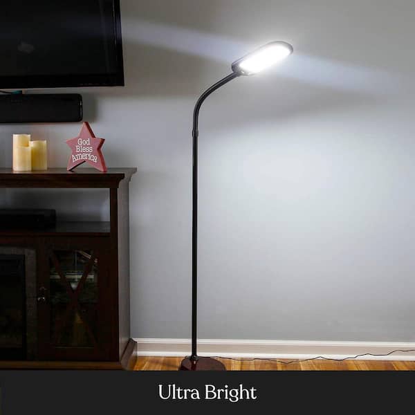 Litespan 55 in. Brown LED 2nd Edition Arc Floor Lamp with Adjustable Gooseneck