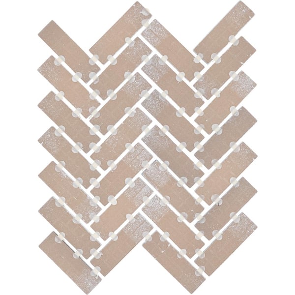Modern Renewal Parchment 9 in. x 12 in. Glazed Ceramic Herringbone Mosaic Tile (0.6 sq. ft./Each)
