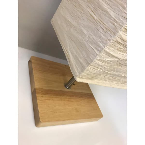 Dune 58 in. Satin Steel/Natural Wood Floor Lamp