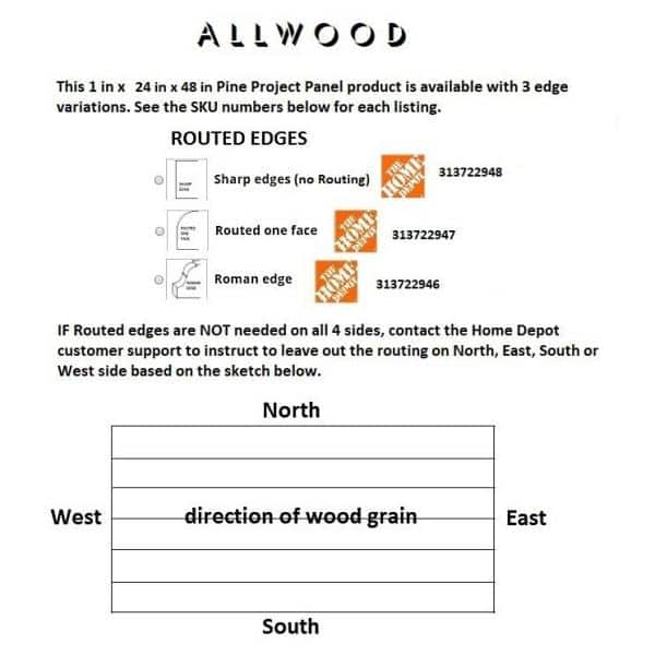 1 in. x 24 in. x 48 in. Allwood Pine Project Panel