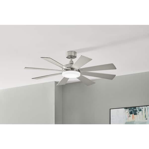 Bayla 52 in. Integrated CCT LED Indoor Brushed Nickel Ceiling Fan with Light and Remote Control Included
