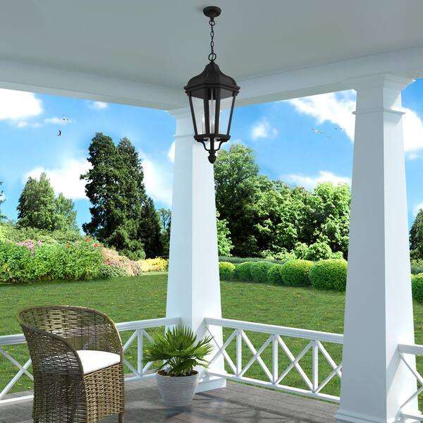 Morgan 3 Light Textured Black Outdoor Pendant Lantern