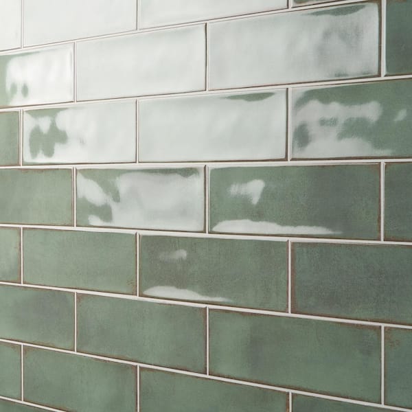 Santa Fe Green 3.93 in. x 11.96 in. Polished Ceramic Wall Tile (10.76 sq. ft./Case)