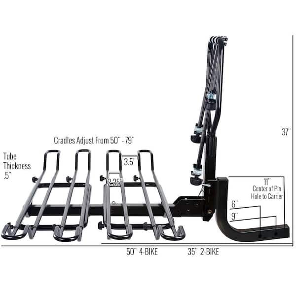 4-Bike Hitch-Mounted Steel Tray Bicycle Rack